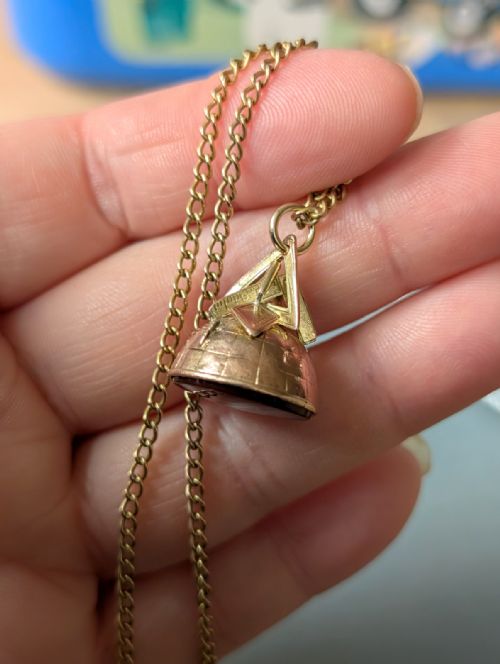 RARE ANTIQUE 9CT ROSE GOLD HALF FREEMASONS SPHERE FOB PENDANT - ADDITIONAL PHOTO 7