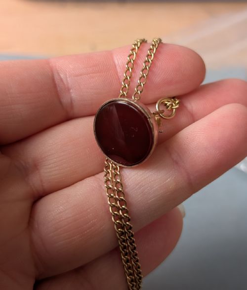 RARE ANTIQUE 9CT ROSE GOLD HALF FREEMASONS SPHERE FOB PENDANT - ADDITIONAL PHOTO 8