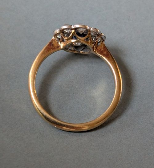 ART DECO 18CT GOLD SAPPHIRE AND DIAMOND RING - ADDITIONAL PHOTO 7