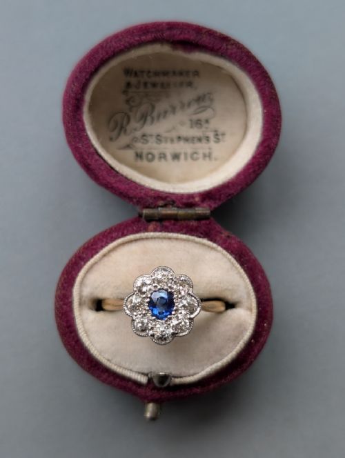 ART DECO 18CT GOLD SAPPHIRE AND DIAMOND RING - ADDITIONAL PHOTO 8