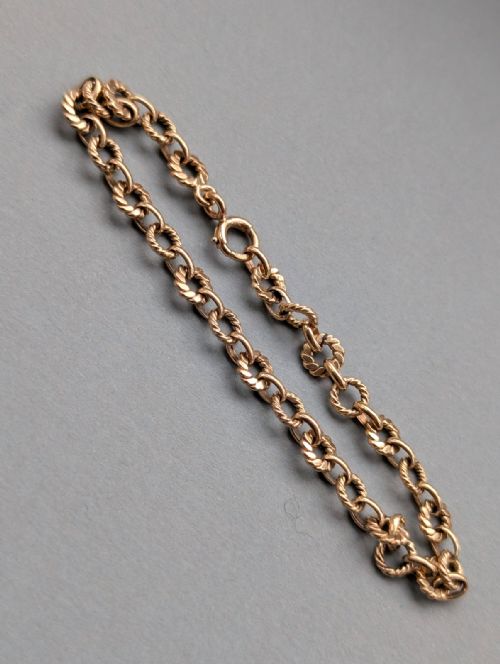 ANTIQUE SOLID 9CT GOLD FANCY LINK BRACELET - ADDITIONAL PHOTO 7