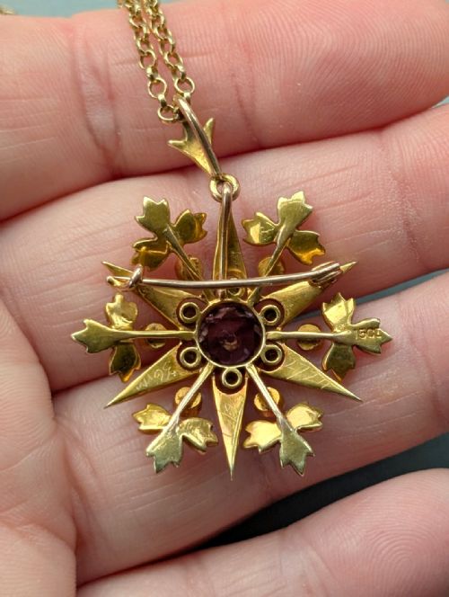 SUFFRAGETTE PENDANT 15CT GOLD PERIDOT AMETHYST PEARL - ADDITIONAL PHOTO 7