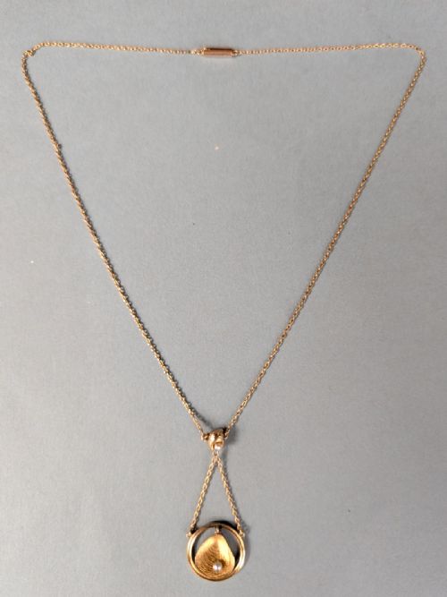 ANTIQUE 9CT GOLD SHELL PEARL PENDANT NECKLACE - ADDITIONAL PHOTO 10