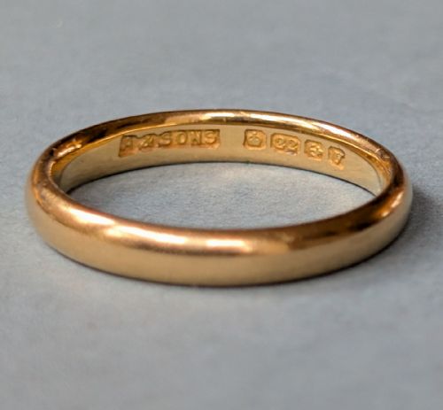 ART DECO 22CT GOLD WEDDING BAND C1923 - ADDITIONAL PHOTO 5