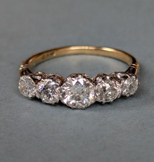 EDWARDIAN 18CT GOLD DIAMOND FIVE STONE RING - ADDITIONAL PHOTO 2