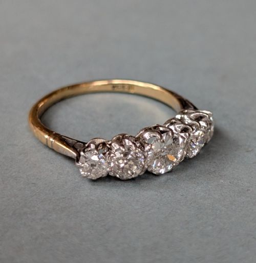 EDWARDIAN 18CT GOLD DIAMOND FIVE STONE RING - ADDITIONAL PHOTO 4