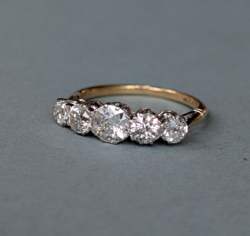 EDWARDIAN 18CT GOLD DIAMOND FIVE STONE RING - ADDITIONAL PHOTO 5