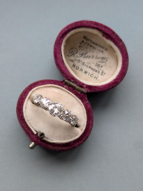 EDWARDIAN 18CT GOLD DIAMOND FIVE STONE RING - ADDITIONAL PHOTO 9