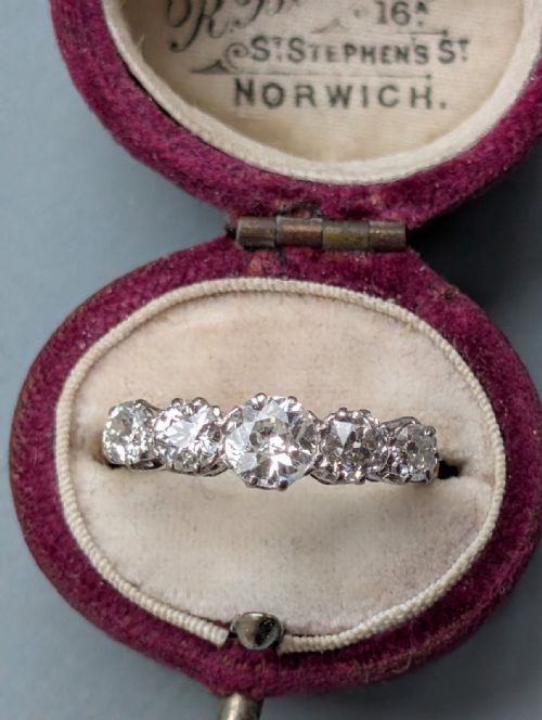 EDWARDIAN 18CT GOLD DIAMOND FIVE STONE RING - ADDITIONAL PHOTO 10