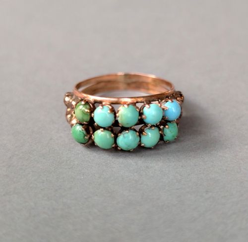 EARLY VICTORIAN TURQUOISE 9CT ROSE GOLD RING - ADDITIONAL PHOTO 1