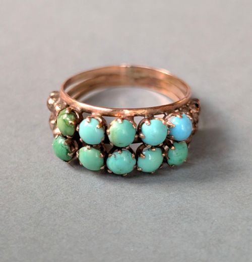EARLY VICTORIAN TURQUOISE 9CT ROSE GOLD RING - ADDITIONAL PHOTO 3