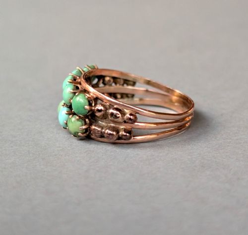 EARLY VICTORIAN TURQUOISE 9CT ROSE GOLD RING - ADDITIONAL PHOTO 4