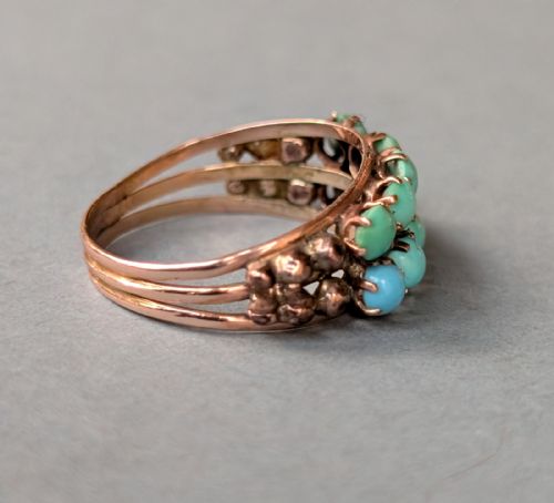 EARLY VICTORIAN TURQUOISE 9CT ROSE GOLD RING - ADDITIONAL PHOTO 6