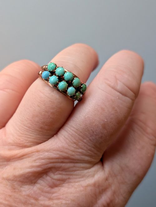 EARLY VICTORIAN TURQUOISE 9CT ROSE GOLD RING - ADDITIONAL PHOTO 9
