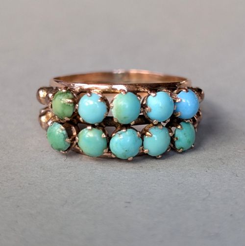EARLY VICTORIAN TURQUOISE 9CT ROSE GOLD RING - ADDITIONAL PHOTO 10