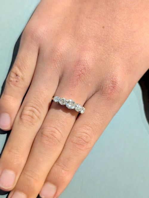EDWARDIAN 18CT GOLD DIAMOND FIVE STONE RING - ADDITIONAL PHOTO 1