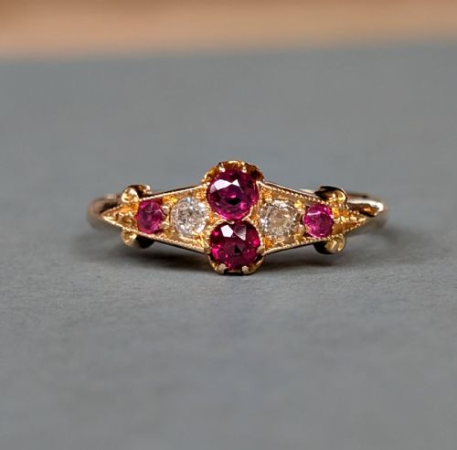 ANTIQUE 18CT GOLD RUBY DIAMOND RING C1915 - ADDITIONAL PHOTO 2