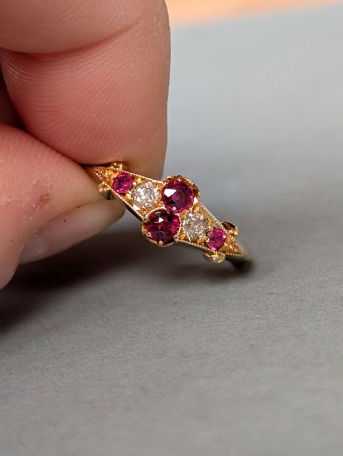 ANTIQUE 18CT GOLD RUBY DIAMOND RING C1915 - ADDITIONAL PHOTO 3