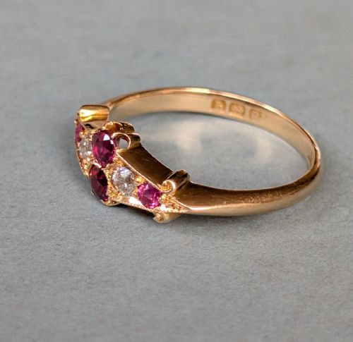ANTIQUE 18CT GOLD RUBY DIAMOND RING C1915 - ADDITIONAL PHOTO 4