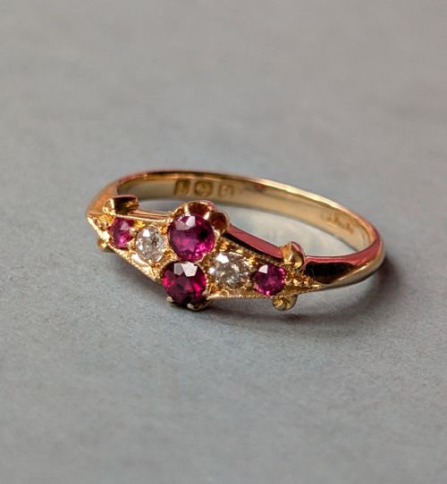 ANTIQUE 18CT GOLD RUBY DIAMOND RING C1915 - ADDITIONAL PHOTO 6
