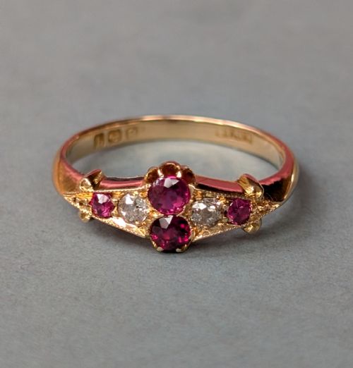 ANTIQUE 18CT GOLD RUBY DIAMOND RING C1915 - ADDITIONAL PHOTO 8