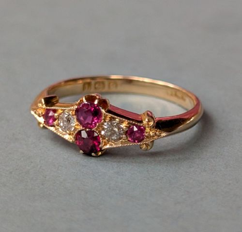 ANTIQUE 18CT GOLD RUBY DIAMOND RING C1915 - ADDITIONAL PHOTO 9