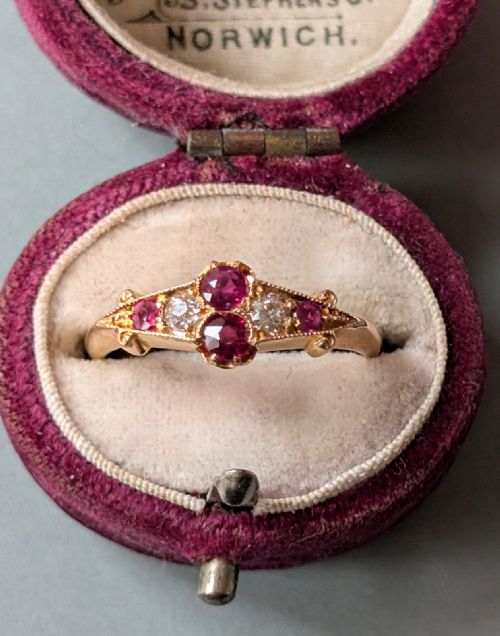 ANTIQUE 18CT GOLD RUBY DIAMOND RING C1915 - ADDITIONAL PHOTO 10