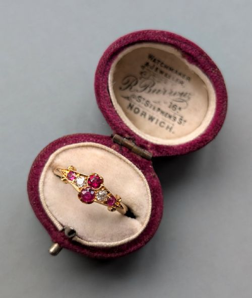 ANTIQUE 18CT GOLD RUBY DIAMOND RING C1915 - ADDITIONAL PHOTO 11