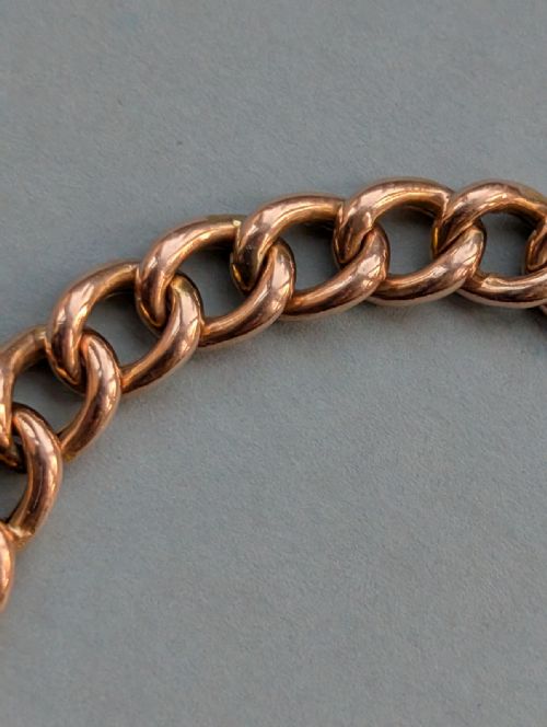 ANTIQUE 9CT ROSE GOLD CURB CHAIN HEART PADLOCK BRACELET - ADDITIONAL PHOTO 5