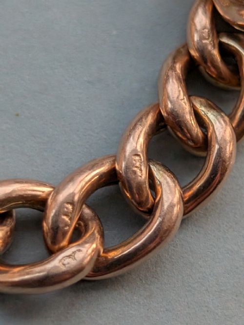 ANTIQUE 9CT ROSE GOLD CURB CHAIN HEART PADLOCK BRACELET - ADDITIONAL PHOTO 9