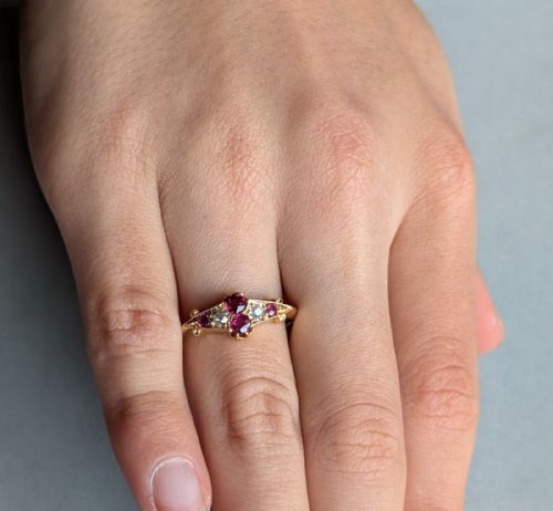 ANTIQUE 18CT GOLD RUBY DIAMOND RING C1915 - ADDITIONAL PHOTO 1