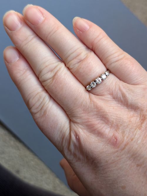 ART DECO 18CT GOLD DIAMOND FIVE STONE RING - ADDITIONAL PHOTO 6