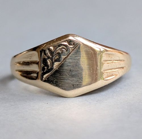 ANTIQUE 9CT GOLD SIGNET RING MANS WEDDING BAND C1917 - ADDITIONAL PHOTO 7
