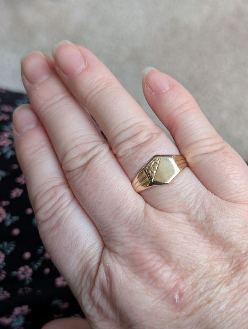 ANTIQUE 9CT GOLD SIGNET RING MANS WEDDING BAND C1917 - ADDITIONAL PHOTO 8