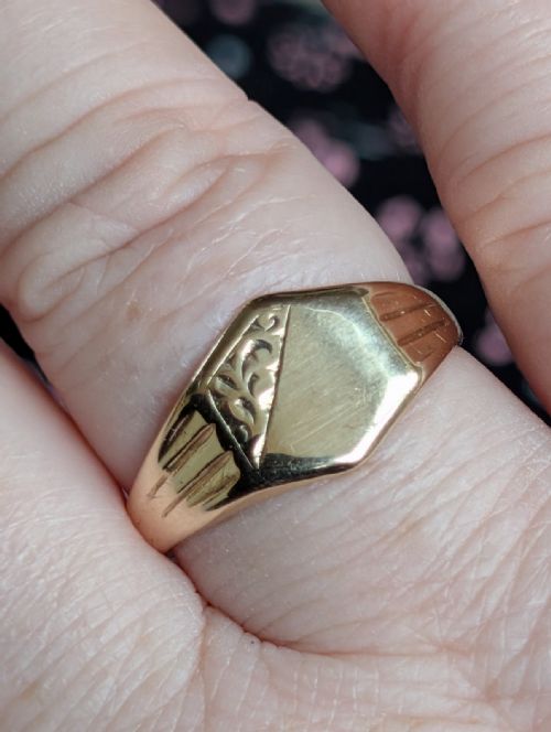 ANTIQUE 9CT GOLD SIGNET RING MANS WEDDING BAND C1917 - ADDITIONAL PHOTO 9