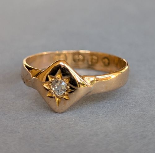 SMALL ANTIQUE 22CT GOLD DIAMOND RING C1878 - ADDITIONAL PHOTO 1