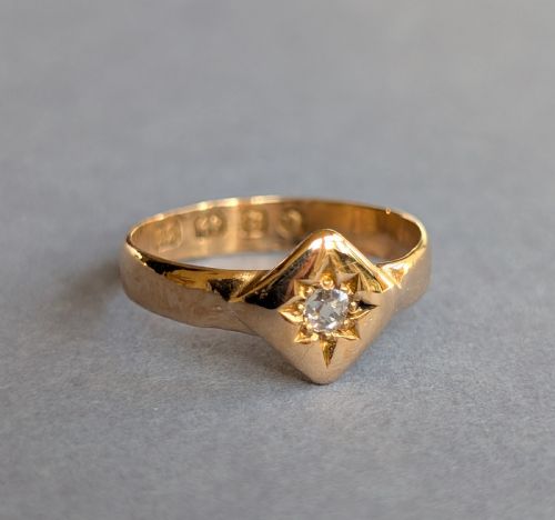 SMALL ANTIQUE 22CT GOLD DIAMOND RING C1878 - ADDITIONAL PHOTO 7