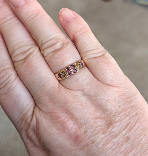 EDWARDIAN 9CT ROSE GOLD GARNET AND PEARL RING C1903 - ADDITIONAL PHOTO 8