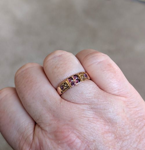 EDWARDIAN 9CT ROSE GOLD GARNET AND PEARL RING C1903 - ADDITIONAL PHOTO 9