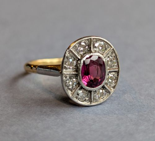 ART DECO 18CT GOLD RUBY AND DIAMOND RING - ADDITIONAL PHOTO 2