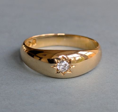 HEAVY ANTIQUE 18CT GOLD DIAMOND GYPSY RING C1900 - ADDITIONAL PHOTO 1