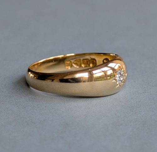 HEAVY ANTIQUE 18CT GOLD DIAMOND GYPSY RING C1900 - ADDITIONAL PHOTO 2