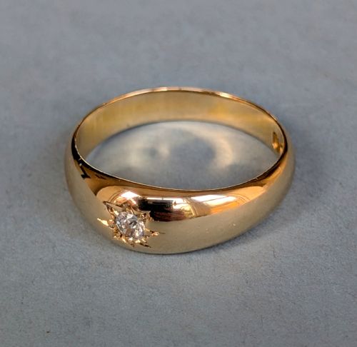 HEAVY ANTIQUE 18CT GOLD DIAMOND GYPSY RING C1900 - ADDITIONAL PHOTO 6