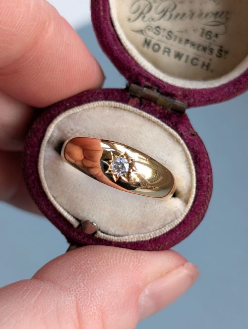 HEAVY ANTIQUE 18CT GOLD DIAMOND GYPSY RING C1900 - ADDITIONAL PHOTO 9