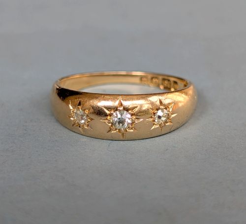 ANTIQUE 18CT GOLD DIAMOND GYPSY RING C1900 - ADDITIONAL PHOTO 1