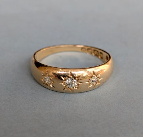 ANTIQUE 18CT GOLD DIAMOND GYPSY RING C1900 - ADDITIONAL PHOTO 2