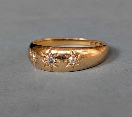 ANTIQUE 18CT GOLD DIAMOND GYPSY RING C1900 - ADDITIONAL PHOTO 3
