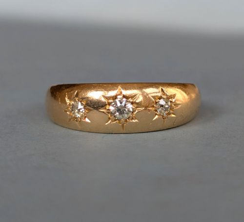 ANTIQUE 18CT GOLD DIAMOND GYPSY RING C1900 - ADDITIONAL PHOTO 4