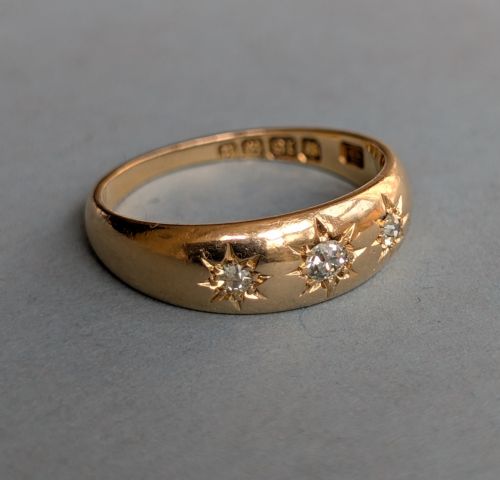 ANTIQUE 18CT GOLD DIAMOND GYPSY RING C1900 - ADDITIONAL PHOTO 5