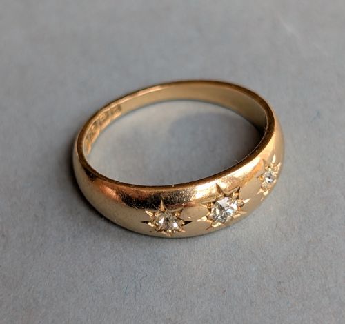 ANTIQUE 18CT GOLD DIAMOND GYPSY RING C1900 - ADDITIONAL PHOTO 7